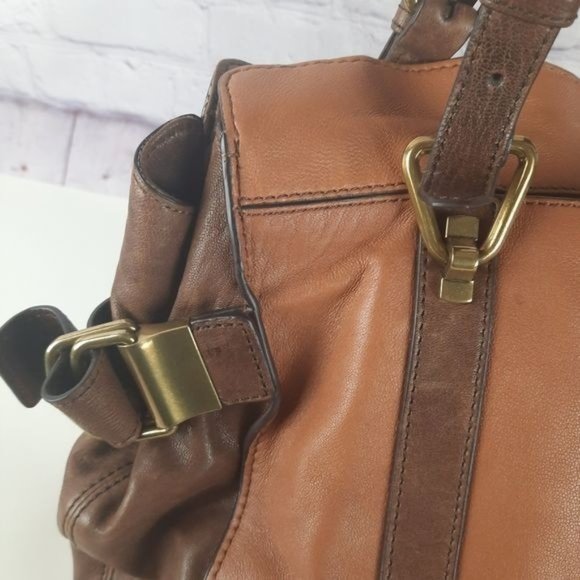 Kooba Colorblock Leather Cognac Satchel Bag Large - Picture 8 of 16